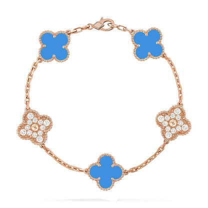 [Ornora Jewelry] CLOVER 5 MOTIF BLUE AGATE BRACELET COLLECTION