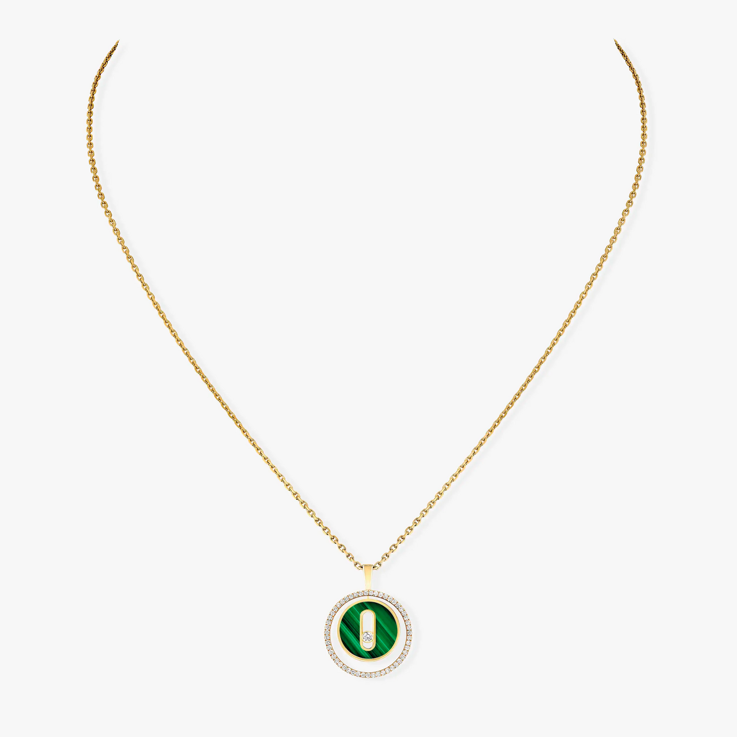 [Ornora Jewelry]LUCKY MOVE 1 DIAMOND MALACHITE GOLD DIAMOND NECKLACE