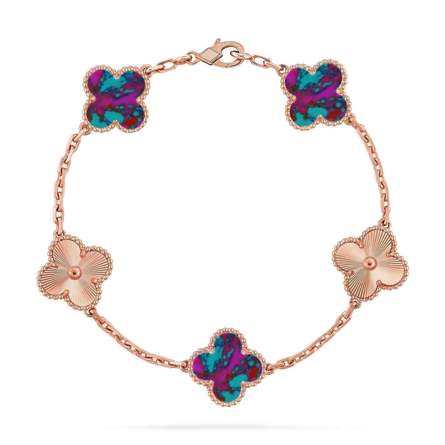 [Ornora Jewelry]CLOVER 5 MOTIF COLOR GEMSTONES BRACELET COLLECTION