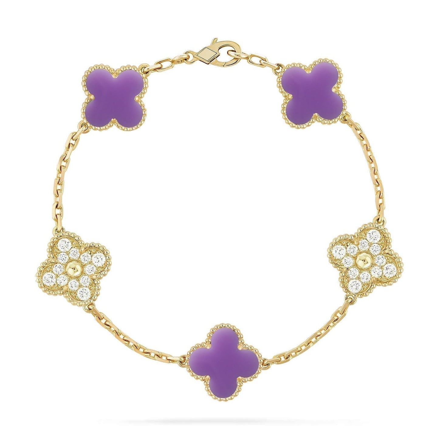 [Ornora Jewelry]CLOVER 5 MOTIF LIGHT PURPLE BRACELET COLLECTION