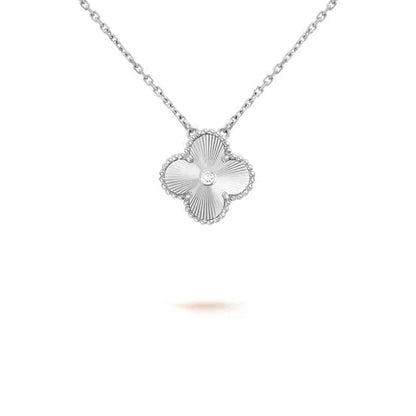 [Ornora Jewelry]CLOVER  15MM DIAMOND LASER NECKLACE SILVER