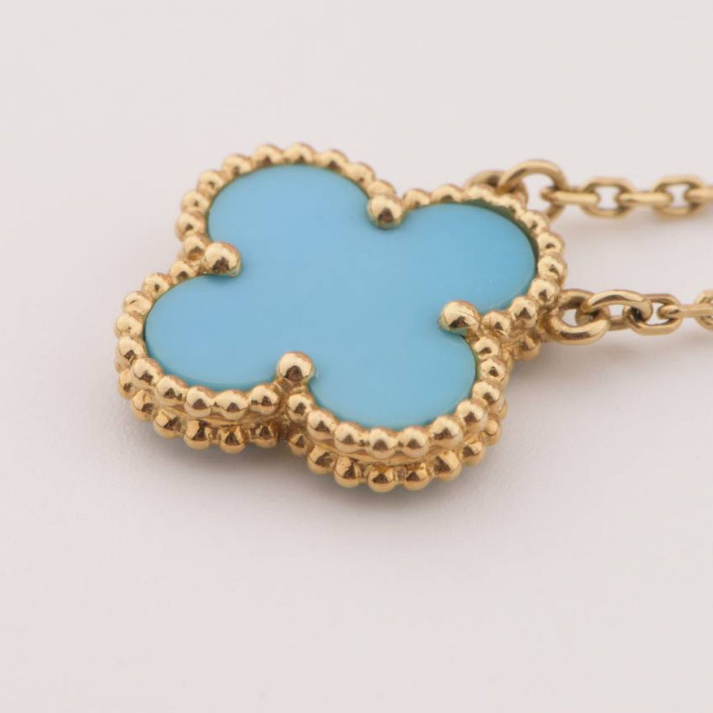 [Ornora Jewelry]CLOVER 15MM VINTAGE TURQUOISE NECKLACE