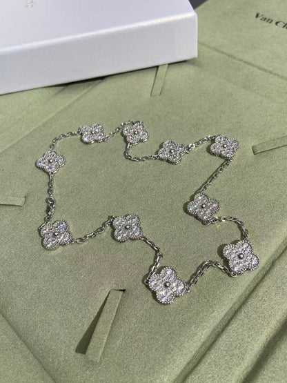 [Ornora Jewelry]CLOVER 10 MOTIFS  FULL DIAMOND NECKLACE