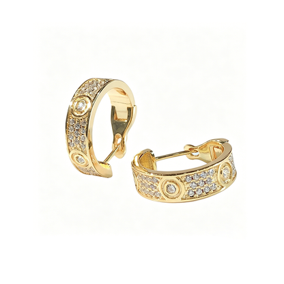 [Ornora Jewelry]LOVE 5.5MM DIAMOND PAVED EARRINGS
