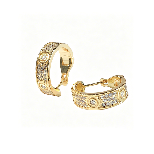 [Ornora Jewelry]LOVE 5.5MM DIAMOND PAVED EARRINGS
