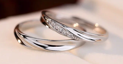Platinum Couple Diamond Matching Rings