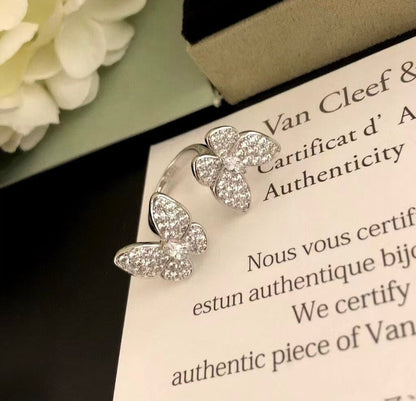 [Ornora Jewelry]TWIN SILVER BUTTERFLY DIAMOND RING