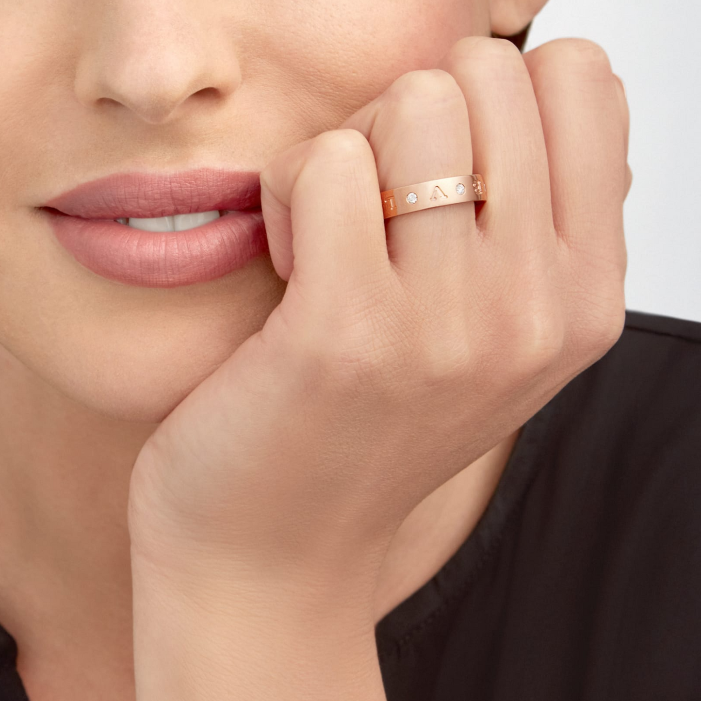 [Ornora Jewelry]ZERO 1 ESSENTIAL PINK GOLD BAND WITH DIAMONDS RING