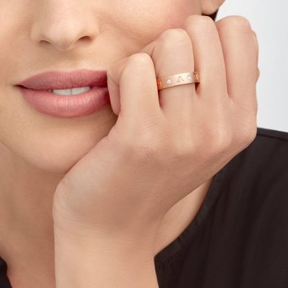 [Ornora Jewelry]ZERO 1 ESSENTIAL PINK GOLD BAND WITH DIAMONDS RING