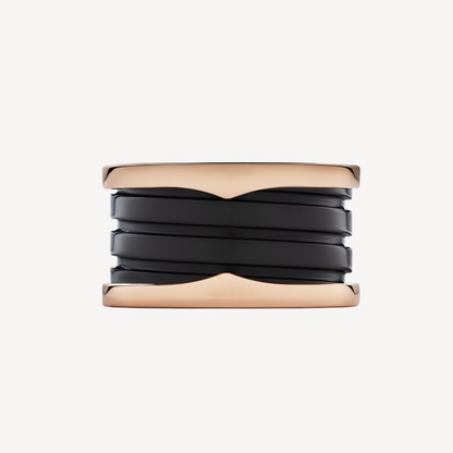 [Ornora Jewelry]ZERO 1 FOUR-BAND LOOPS AND BLACK CERAMIC SPIRAL PINK GOLD RING