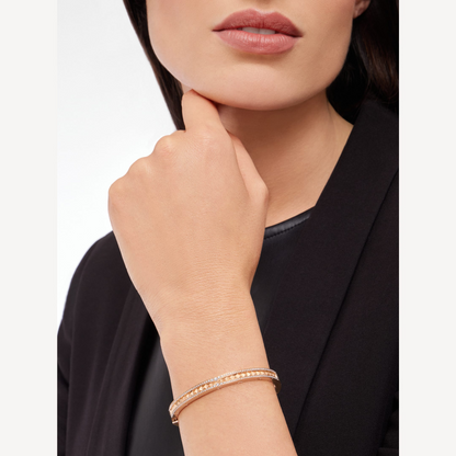 [Ornora Jewelry]ZERO 1 SPIRAL AND PAVED DIAMOND PINK GOLD BRACELET