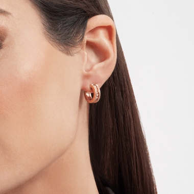 [Ornora Jewelry]ZERO 1 ROCK GOLD EARRINGS WITH STUDDED SPIRAL AND PAVED DIAMONDS