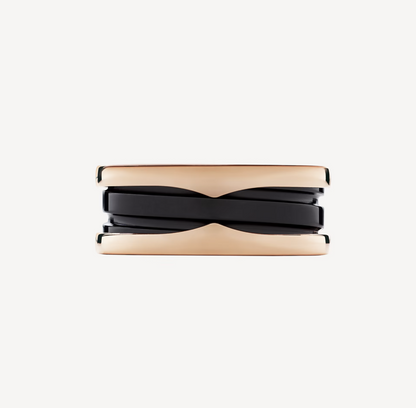 [Ornora Jewelry]ZERO 1 TWO-BAND LOOPS AND BLACK CERAMIC PINK GOLD RING