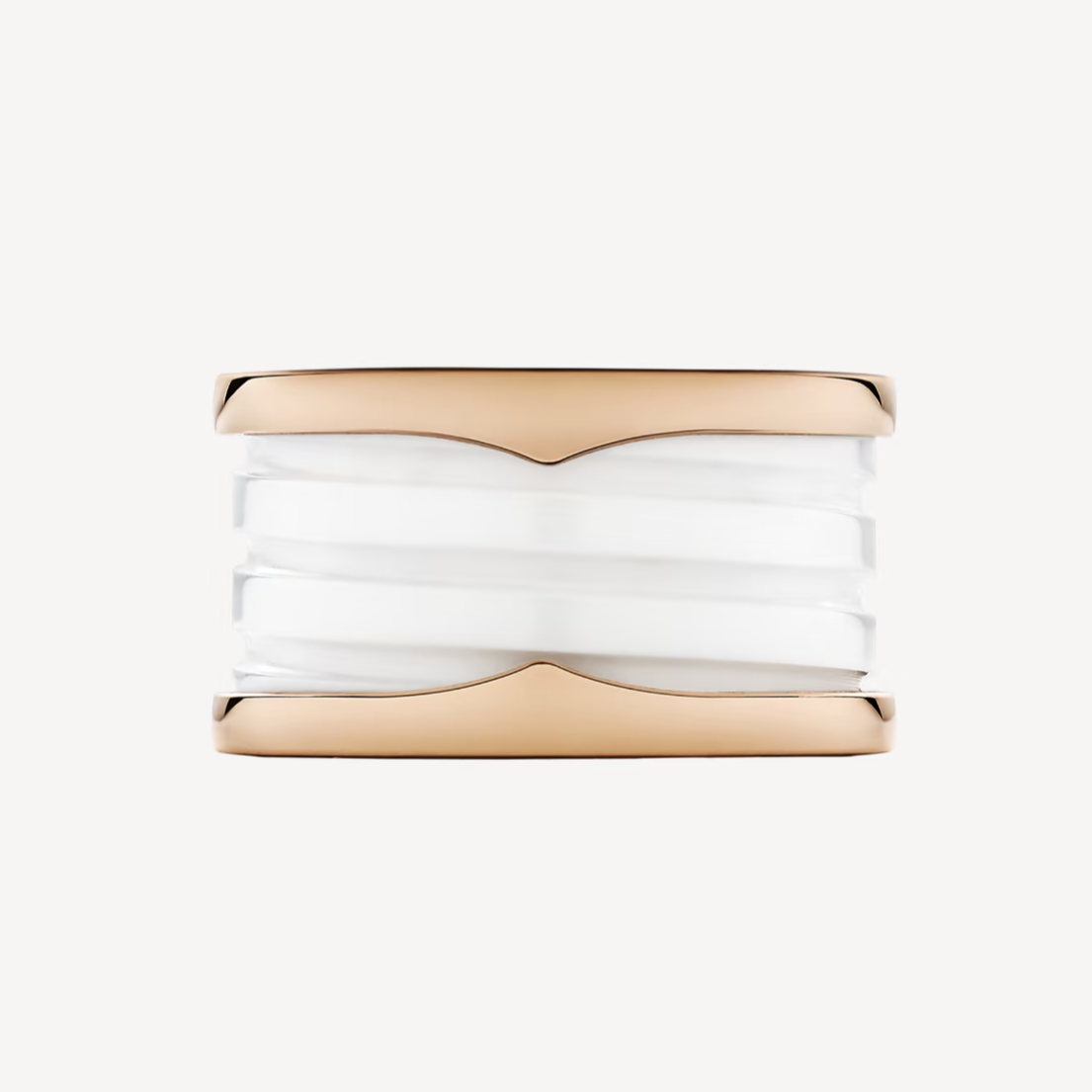 [Ornora Jewelry]ZERO 1 FOUR-BAND LOOPS AND WHITE CERAMIC SPIRAL PINK GOLD RING