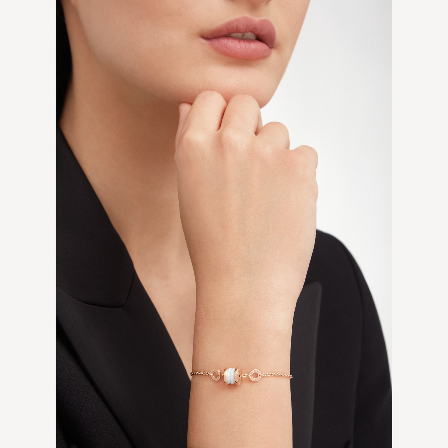 [Ornora Jewelry]ZERO 1 SOFT PINK GOLD AND WHITE CERAMIC BRACELET