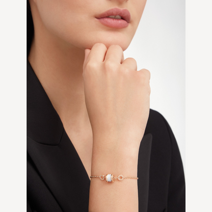 [Ornora Jewelry]ZERO 1 SOFT PINK GOLD AND WHITE CERAMIC BRACELET