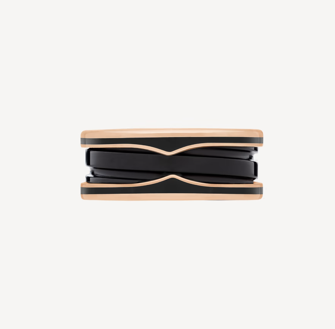 [Ornora Jewelry]ZERO 1 TWO-BAND WITH MATTE BLACK CERAMIC PINK GOLD RING