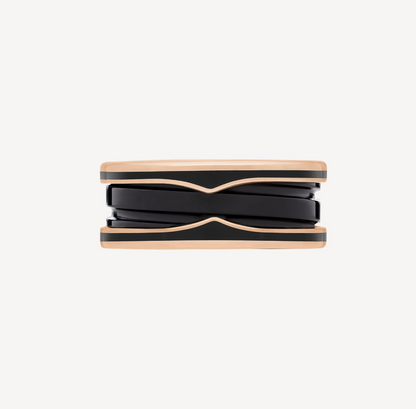 [Ornora Jewelry]ZERO 1 TWO-BAND WITH MATTE BLACK CERAMIC PINK GOLD RING