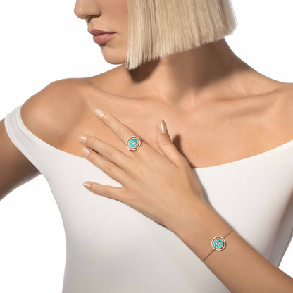 [Ornora Jewelry]LUCKY MOVE TURQUOISE PINK GOLD DIAMOND BRACELET