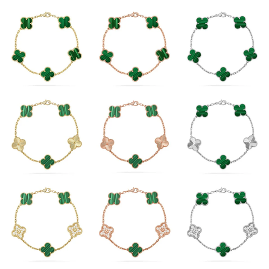 [Ornora Jewelry] CLOVER 5 MOTIF MALACHITE BRACELET COLLECTION