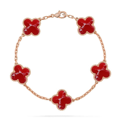 [Ornora Jewelry]CLOVER 5 MOTIF RED PATTERN BRACELET COLLECTION