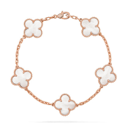 [Ornora Jewelry]CLOVER WHITE PEARL MOP 5 MOTIF BRACELET COLLECTION