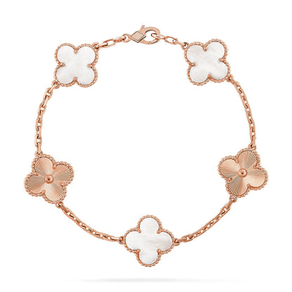 [Ornora Jewelry]CLOVER WHITE PEARL MOP 5 MOTIF BRACELET COLLECTION