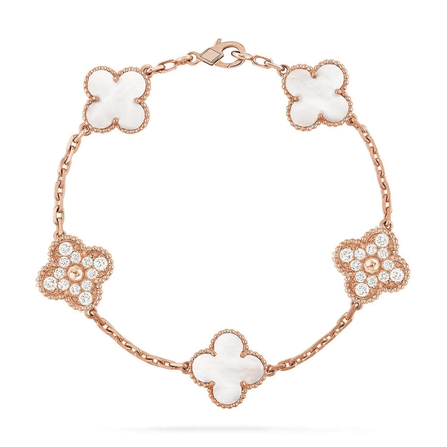 [Ornora Jewelry]CLOVER WHITE PEARL MOP 5 MOTIF BRACELET COLLECTION