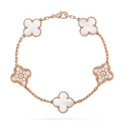 [Ornora Jewelry]CLOVER WHITE PEARL MOP 5 MOTIF BRACELET COLLECTION