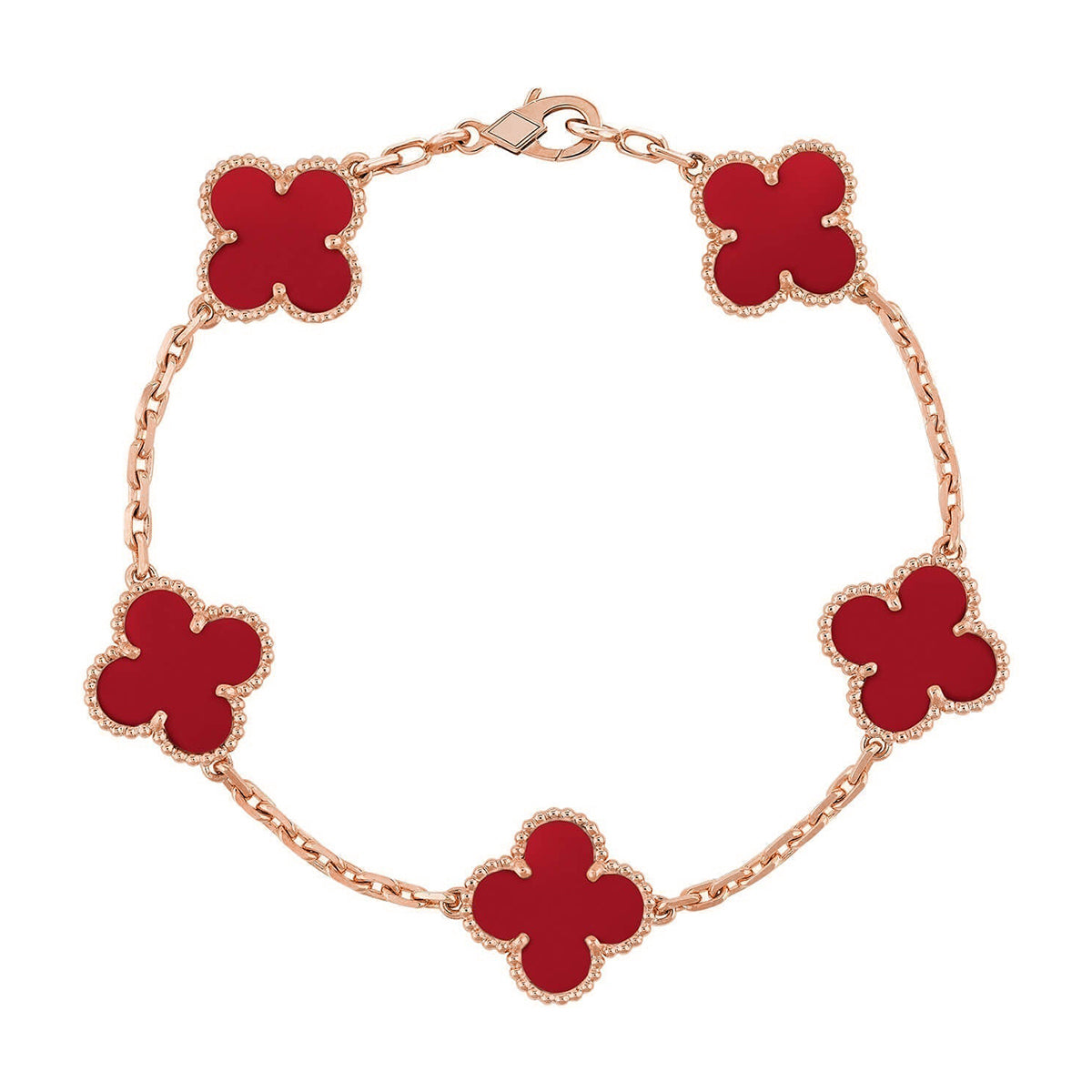 [Ornora Jewelry] CLOVER 5 MOTIF RED CORNELIAN BRACELET COLLECTION