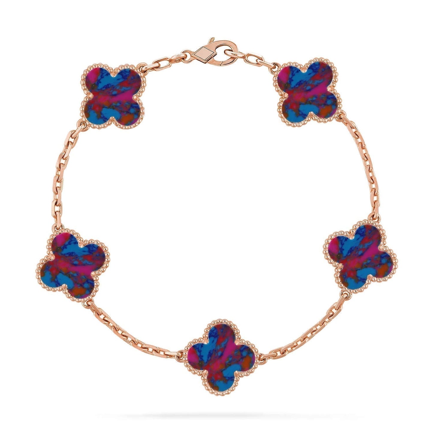 [Ornora Jewelry]CLOVER 5 MOTIF COLOR GEMSTONES BRACELET COLLECTION
