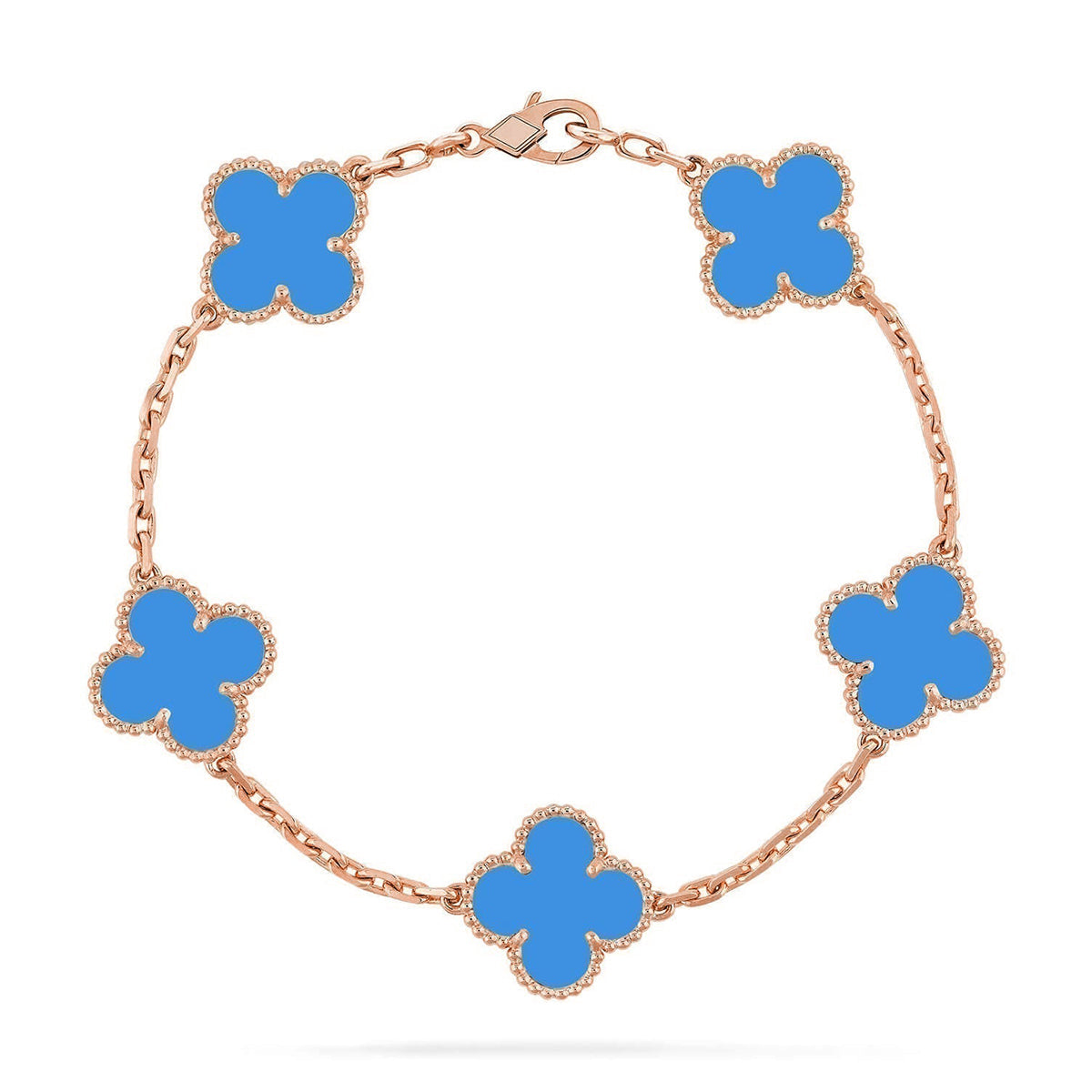 [Ornora Jewelry] CLOVER 5 MOTIF BLUE AGATE BRACELET COLLECTION