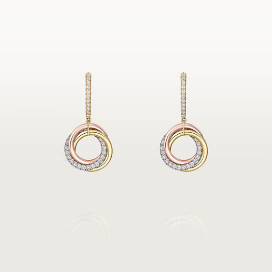 [Ornora Jewelry]TRINITY HALF DIAMOND  EARRINGS