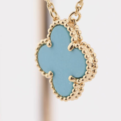 [Ornora Jewelry]CLOVER 15MM VINTAGE TURQUOISE NECKLACE