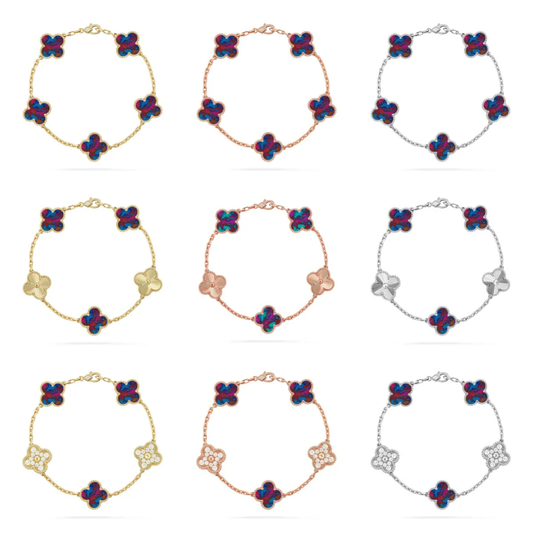 [Ornora Jewelry]CLOVER 5 MOTIF COLOR GEMSTONES BRACELET COLLECTION