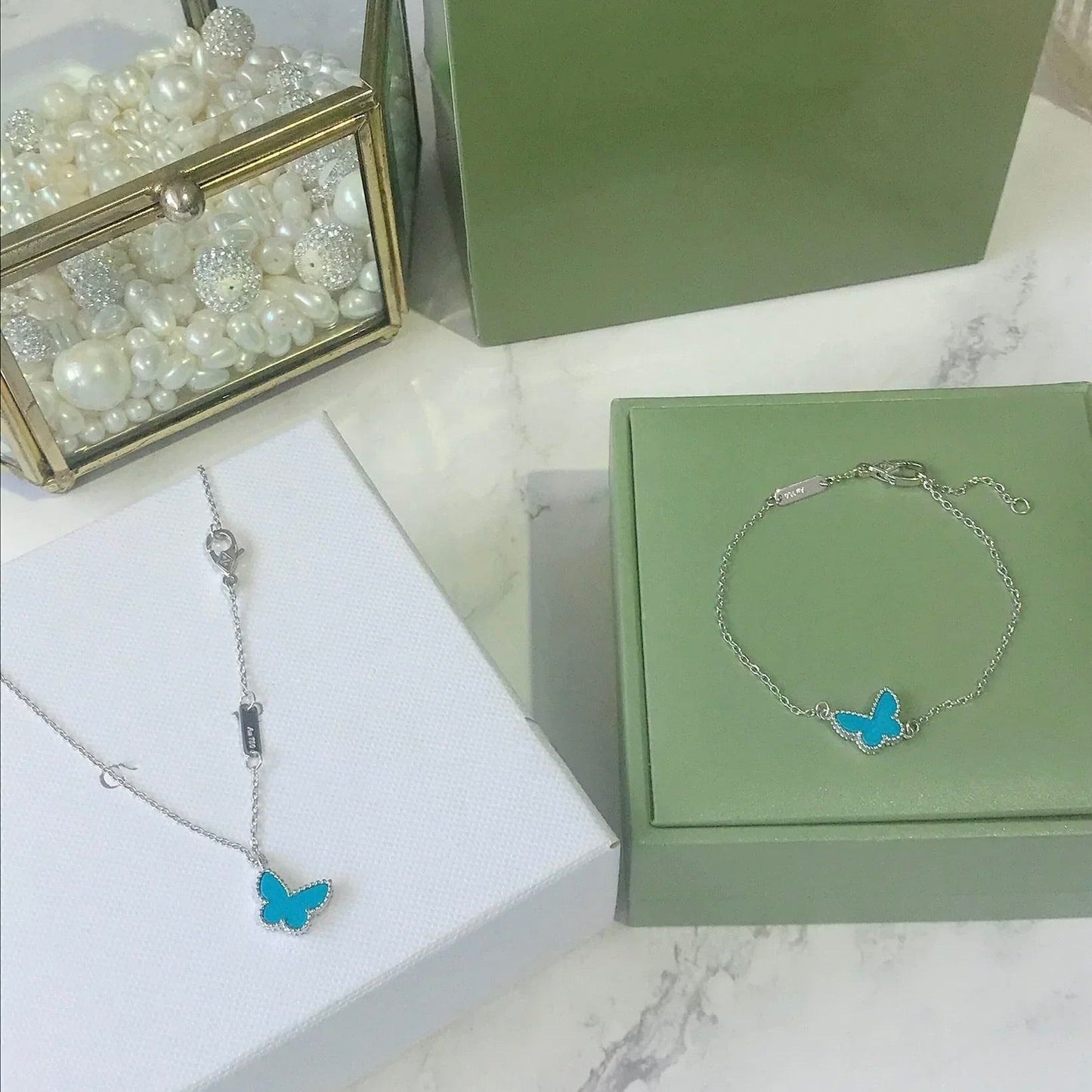 [Ornora Jewelry]BUTTERFLY TURQUOISE BUTTERFLY BRACELET SILVER