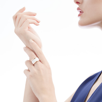 [Ornora Jewelry]ZERO 1 FOUR-BAND LOOPS AND WHITE CERAMIC SPIRAL PINK GOLD RING