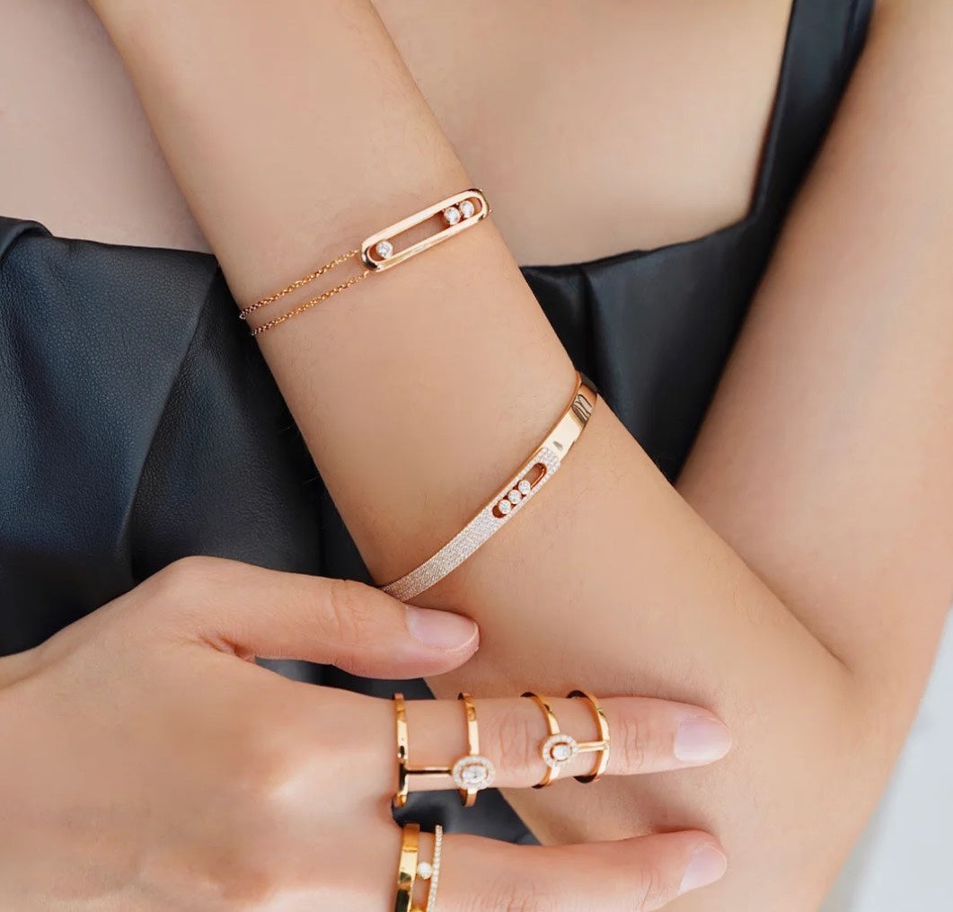 [Ornora Jewelry]Move Noa Rose Gold Pavé Diamond Bangle Bracelet