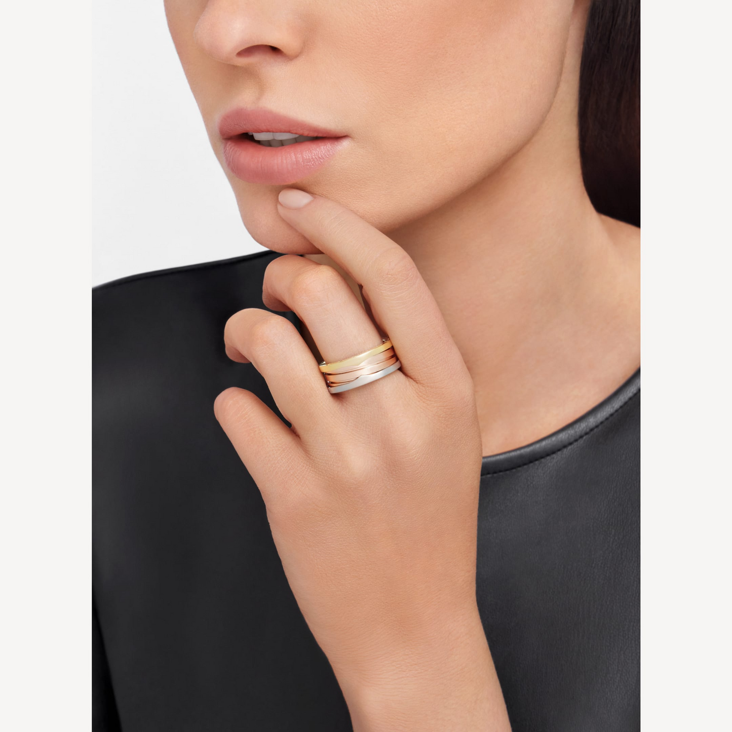 [Ornora Jewelry]ZERO 1 THREE-BAND ROSE WHITE AND YELLOW RING