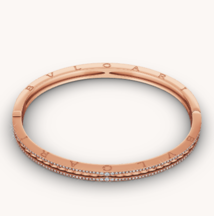 [Ornora Jewelry]ZERO 1 SPIRAL AND PAVED DIAMOND PINK GOLD BRACELET
