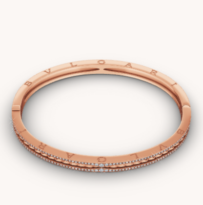 [Ornora Jewelry]ZERO 1 SPIRAL AND PAVED DIAMOND PINK GOLD BRACELET