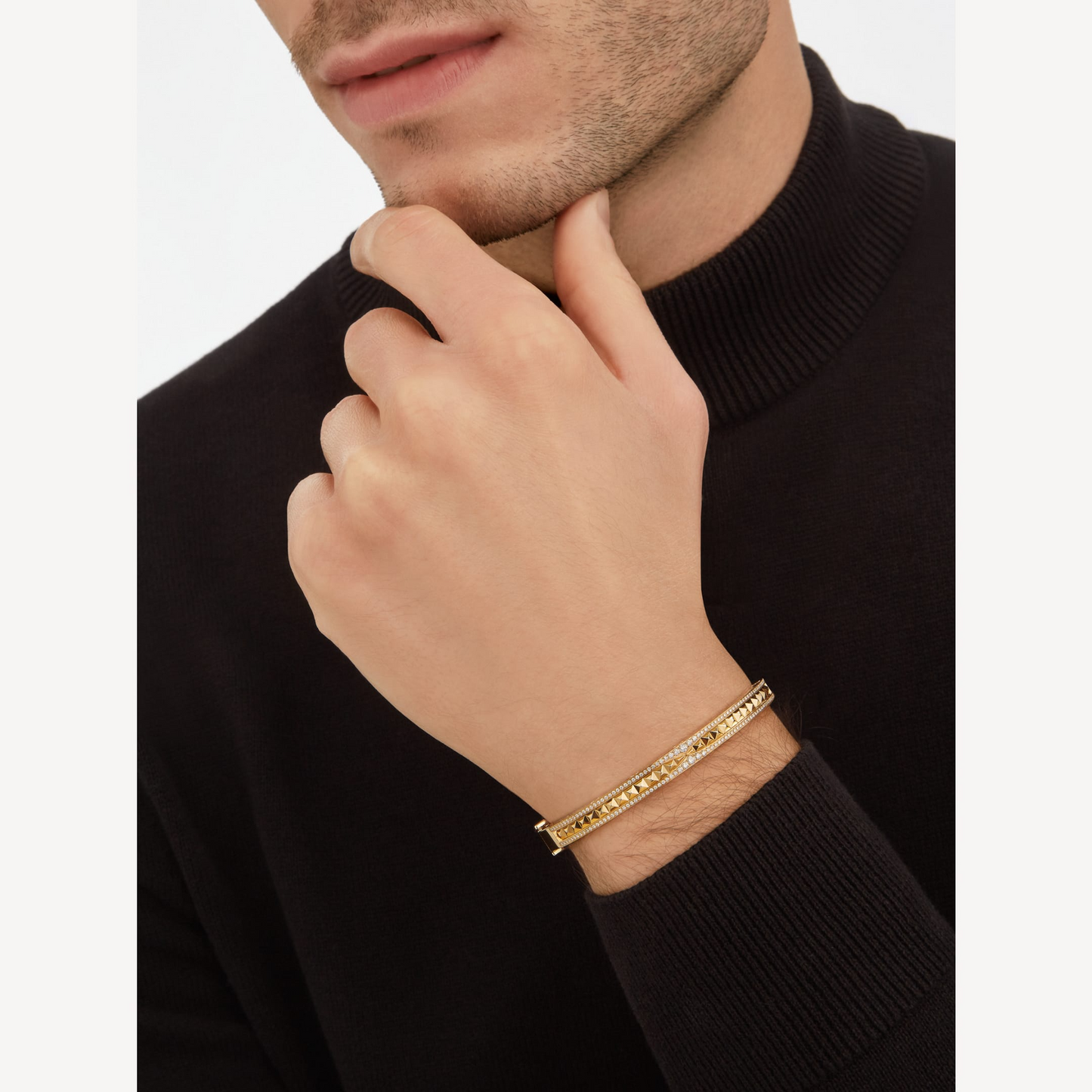 [Ornora Jewelry]ZERO 1 SPIRAL AND PAVED DIAMOND GOLD BRACELET
