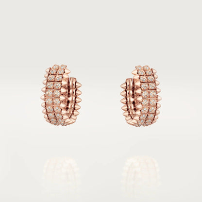 [Ornora Jewelry]CLASH 9.2MM FULL DIAMOND DOUBLE ROW EARRINGS