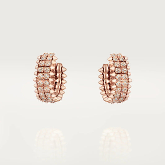 [Ornora Jewelry]CLASH 9.2MM FULL DIAMOND DOUBLE ROW EARRINGS