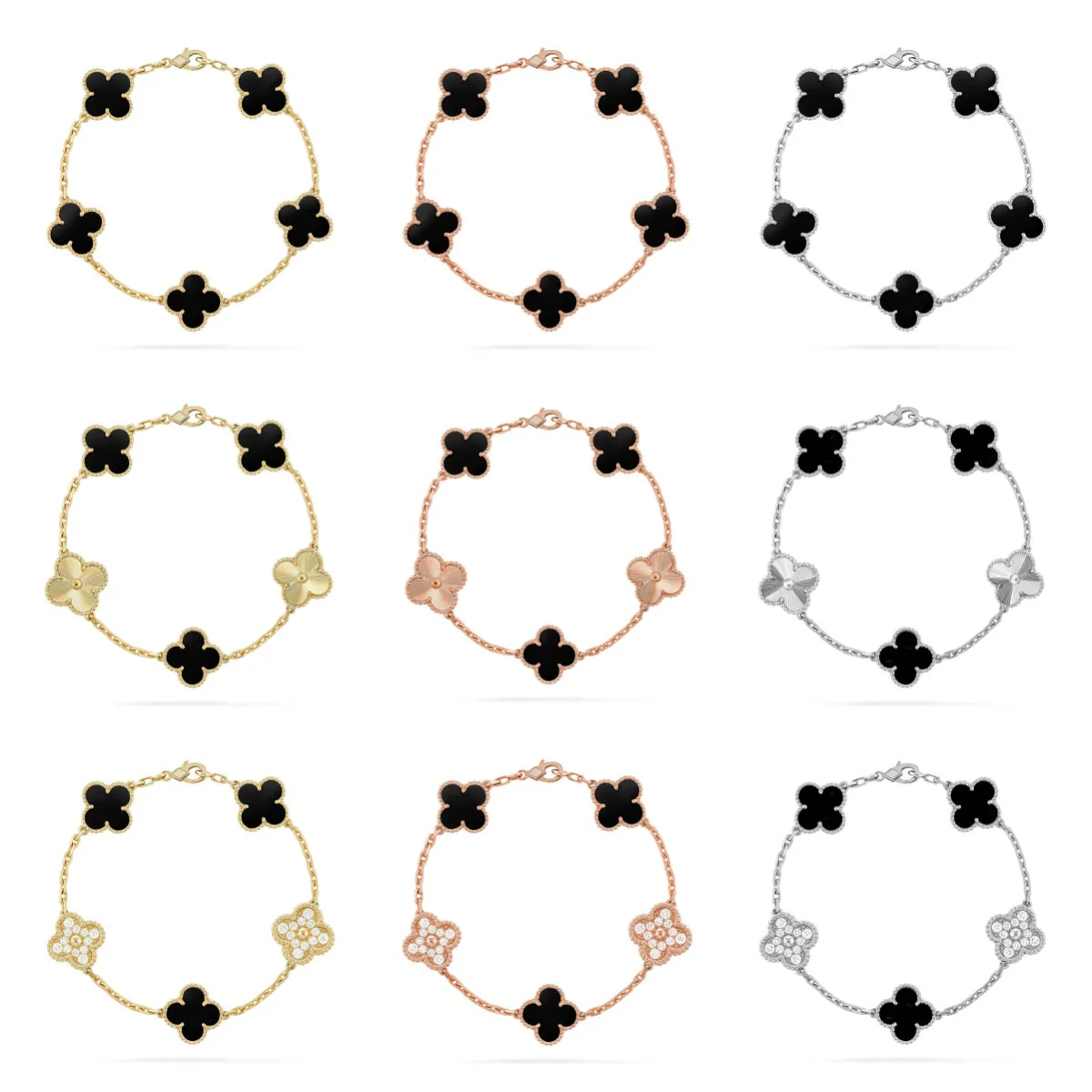 [Ornora Jewelry] CLOVER 5 MOTIF ONYXS BRACELET COLLECTION