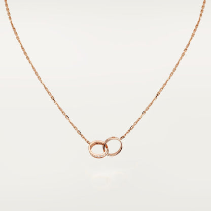 [Ornora Jewelry]LOVE DOUBLE RING HALF DIAMOND NECKLACE