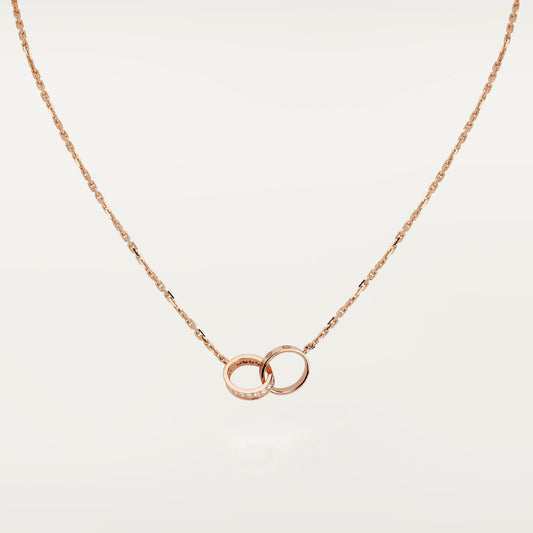 [Ornora Jewelry]LOVE DOUBLE RING HALF DIAMOND NECKLACE