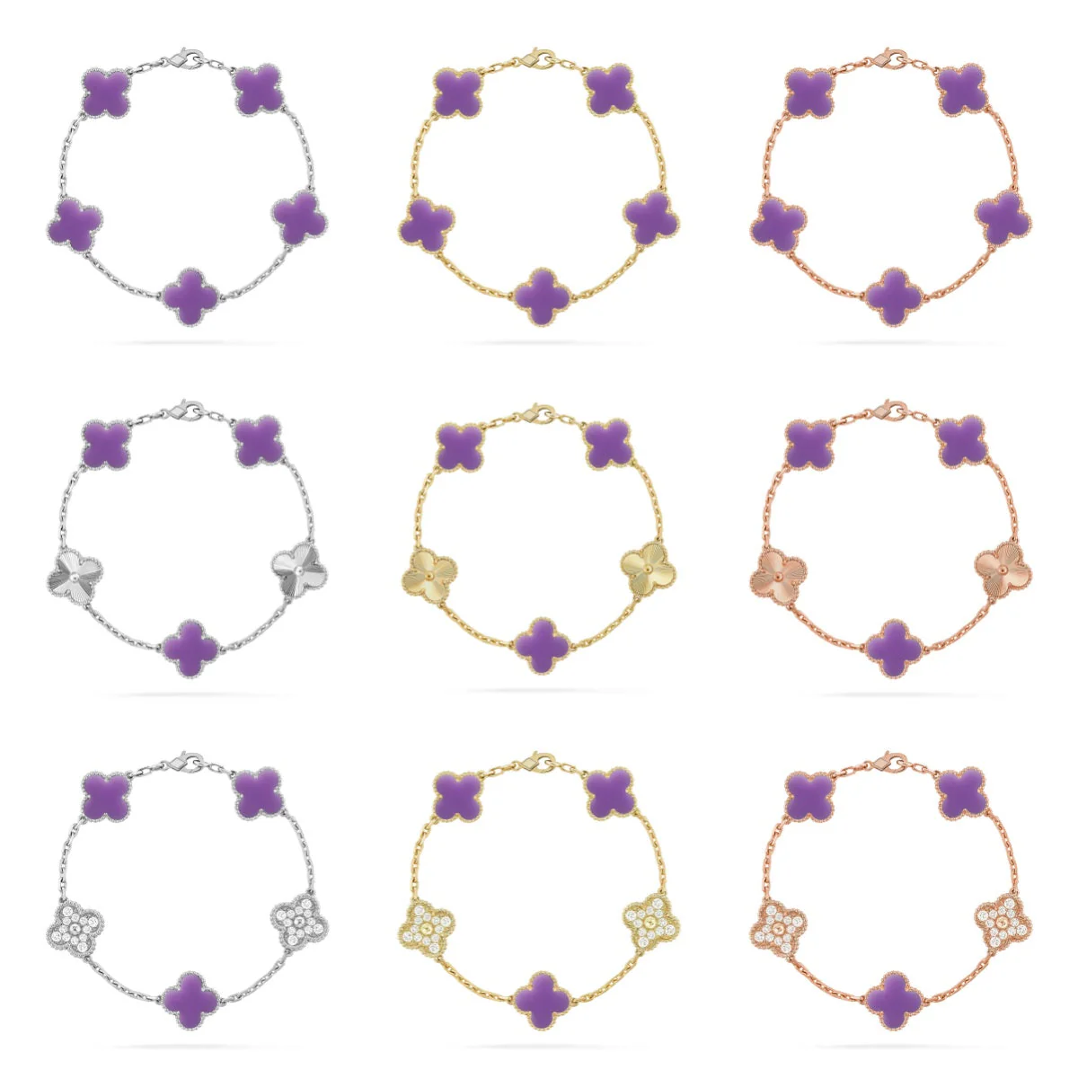 [Ornora Jewelry]CLOVER 5 MOTIF LIGHT PURPLE BRACELET COLLECTION