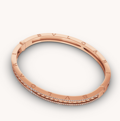 [Ornora Jewelry]ZERO 1 SPIRAL AND PAVED DIAMOND PINK GOLD BRACELET