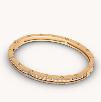 [Ornora Jewelry]ZERO 1 SPIRAL AND PAVED DIAMOND GOLD BRACELET
